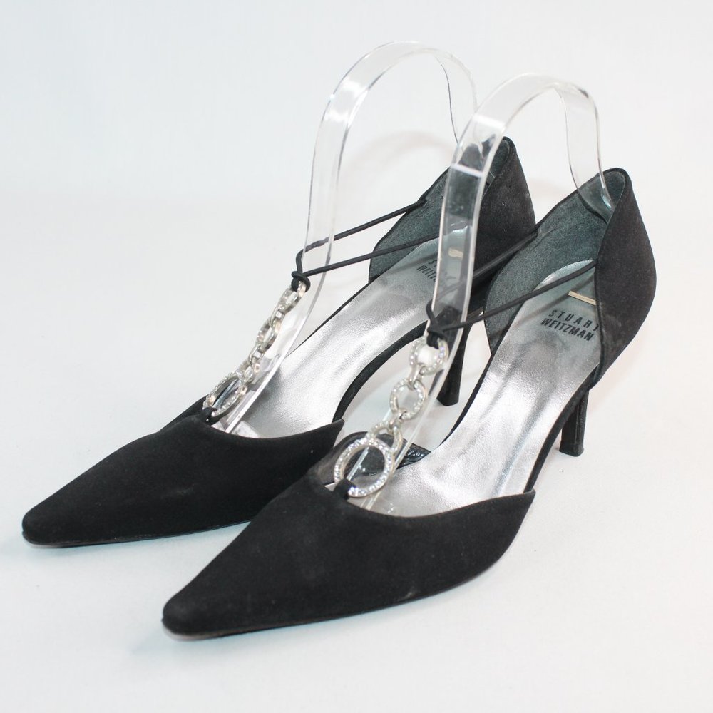 Stuart Weitzman Black Pointed Toe D'Orsay High Heels #123 - Picture 5 of 13